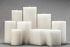 White Frosted Pillar Candles