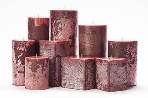 Red Frosted Pillar Candles