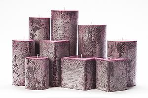 Purple Frosted Pillar Candles