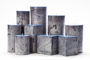 Blue Frosted Pillar Candles