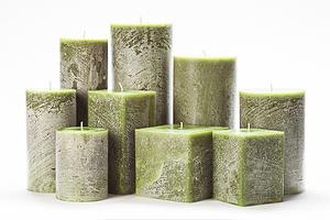 Green Frosted Pillar Candles