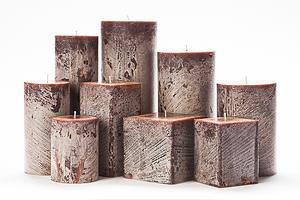 Brown Frosted Pillar Candles