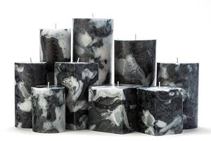 Black Marble Pillar Candles