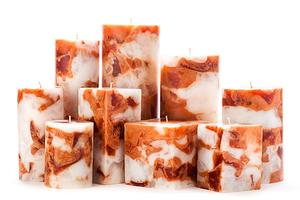 Orange Marble Pillar Candles
