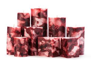 Red Marble Pillar Candles