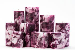 Purple Marble Pillar Candles