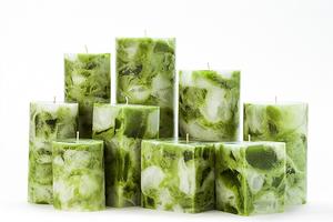 Green Marble Pillar Candles