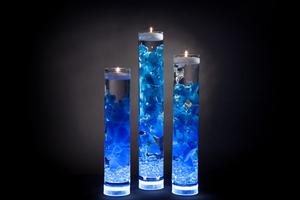 Beautiful Blue Floral Centerpieces with LED Lights and Candles