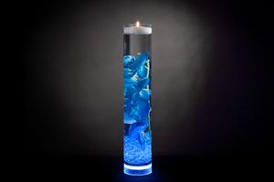 Blue Floral Centerpiece with LED Lights and Floating Candles