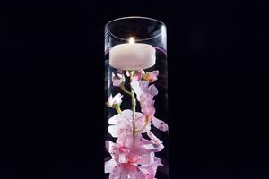 Pink Floral Centerpiece with LED Lights and Floating Candles