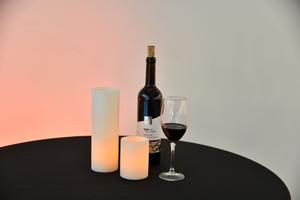 TOI Event Marketplace Wine Tasting Table with Wax Luminaries