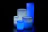 A Blue and White Themed Wax Luminary Display