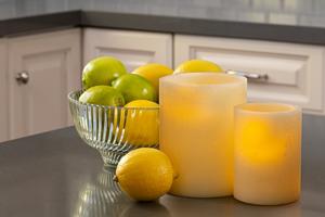 G5 Flameless Square Pillar Candles - Citrus Kitchen Decor