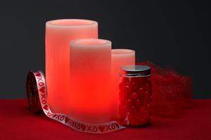 Red Valentines Day Flameless Candles with Candy
