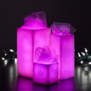 Purple Valentines Day Flameless Candles with Decorative Mesh