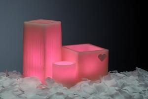 Pink Valentines Day Flameless Candles with Rose Petals