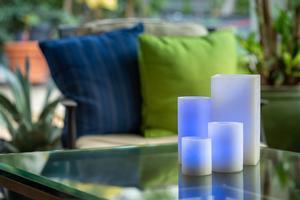 Blue Illuminated Wax Luminary Table Decor