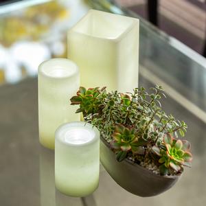 White Illuminated Wax Luminary Table Decor