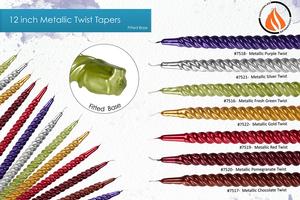 Fitted Base 12 inch Metallic Twist Taper Candles