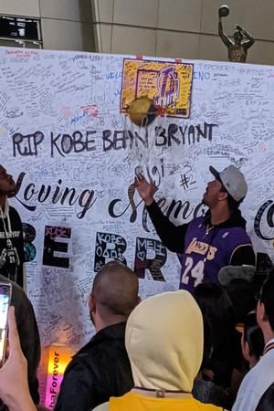 Kobe Tribute Wall with Hoop at Staples Center