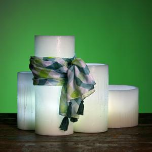 Battery Operated White Flameless Candle with Scarf