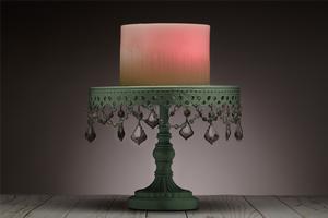 Pink Flameless Candle on a Pedestal