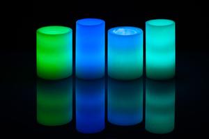 Multi Level Greens and Blues Wax Luminary Deco Art
