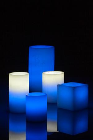 Blue and White Judah Wax Luminary Candle Deco Art
