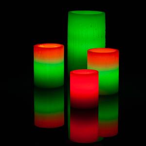 Red and Green Mix Level Illumination Wax Luminary Xmas Candle Deco Art