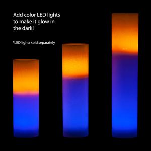 Large Two-Tone Flameless Pillar Candles Trio Set