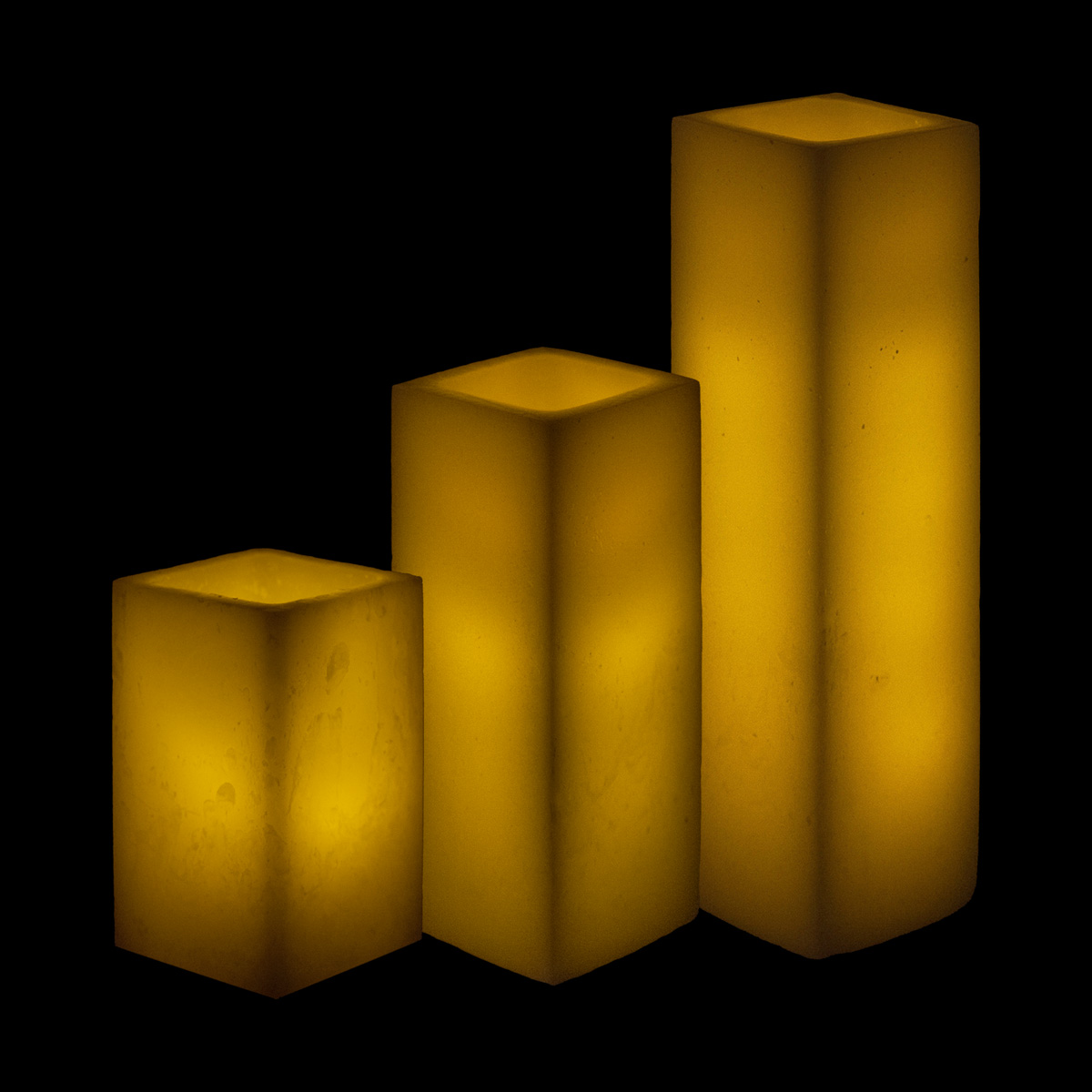 Square Flameless Pillars - 3 Inch Trio