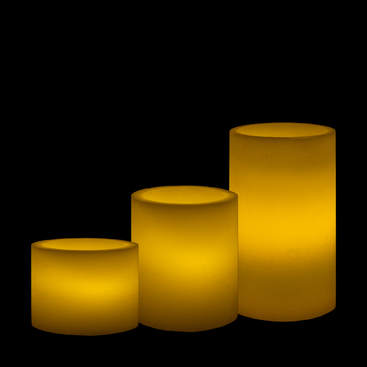 Round Flameless Pillars - 4 Inch Trio