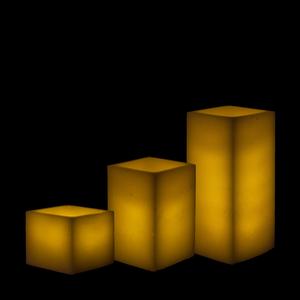 Square Flameless Pillars - 4 Inch Trio