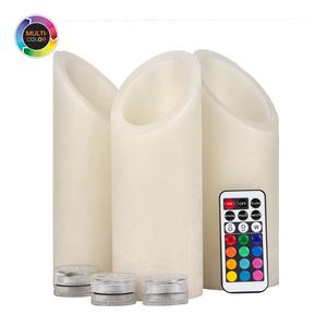 3 inch Flameless Pillar Candles Trio - 45 degree Angle Cut