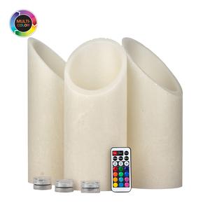 5 inch Flameless Pillar Candles Trio - 45 degree Angle Cut