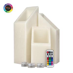 4 inch Ascending Flameless Candles Trio - 45 degree Square Angle Cut