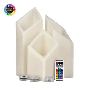 4 inch Ascending Flameless Candles Trio - 45 degree Diamond Angle Cut