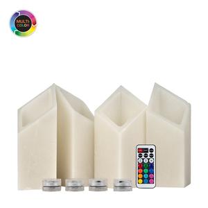 3 inch Flameless Pillar Candles Quartet - 45 degree Diamond Angle Cut