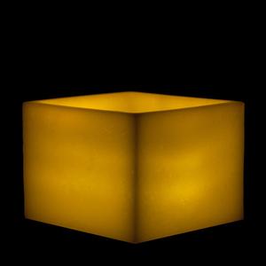 6x6x4 Flameless Large Square Pillar Candle Ivory