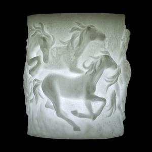 Handmade Hollow Galloping Horses Wax Luminary Art Sculpture