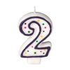 Colorful Birthday Candle - Number 2 - Polka Dot Number Cake Toppers