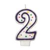 Colorful Birthday Candle - Number 2 - Polka Dot Number Cake Toppers