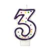 Colorful Birthday Candle - Number 3 - Polka Dot Number Cake Toppers