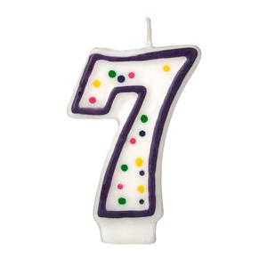 Colorful Birthday Candle - Number 7 - Polka Dot Number Cake Toppers
