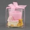 Ceramic Teddy Bear Candle Holder With Pink Baby Carriage - Stroller