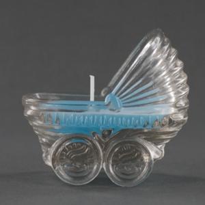 Glass Baby Stroller Candle Holder - Blue Party Favor - It's A Boy!