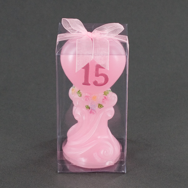 Quinceanera Pink Heart Candle