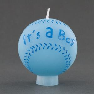 Its A Boy Blue Baseball Candle - Baby Shower Favor