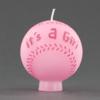 Its A Girl Pink Baseball Candle - Baby Shower Favor
