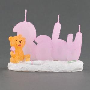 Pink Baby Beach Bear Candle - Party Favor - Baby Phrase In Beach Theme